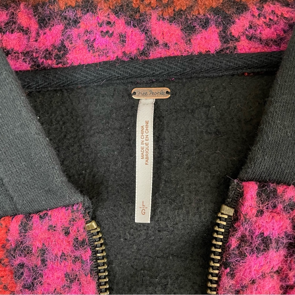 Free People Rockwell Sweater Bomber Jacket Hoodie Colorblock Large - Picture 8 of 13
